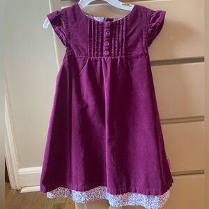 Purple Corduroy Dress with floral trim